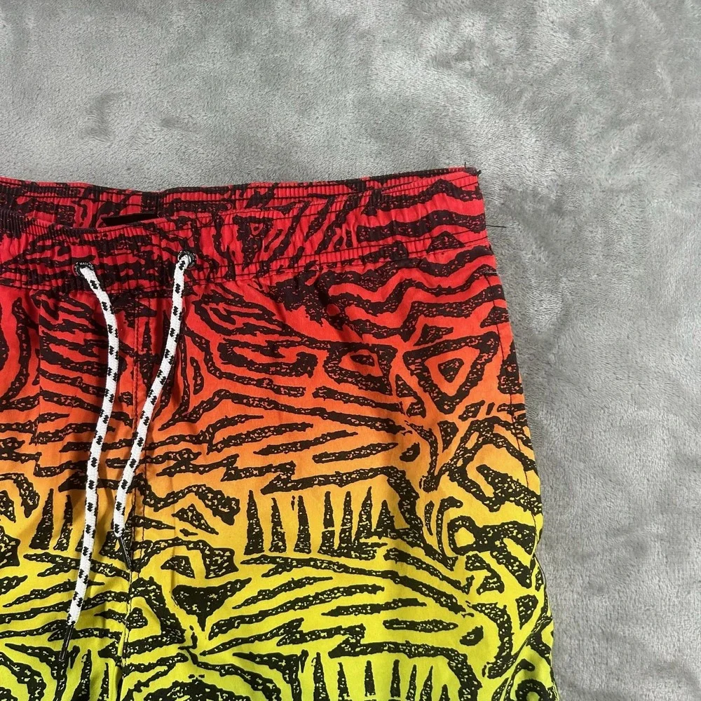 Maui And Sons Swim Shorts Mens Medium Rasta Ombre Surf Print Trunks Lined